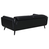 Conjunto de sofá tapizado Shania de 2 piezas con respaldo bajo, color negro