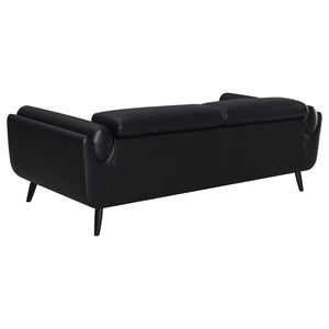 Conjunto de sofá tapizado Shania de 2 piezas con respaldo bajo, color negro