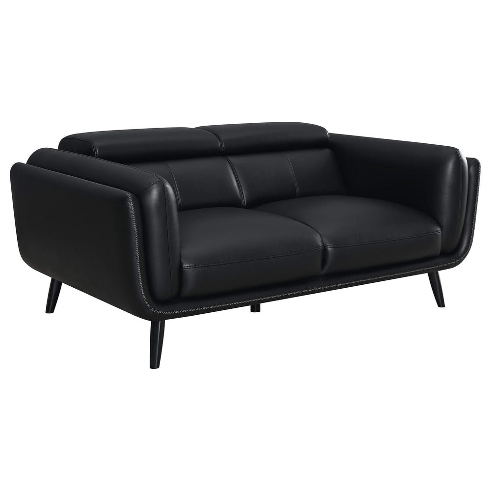 Conjunto de sofá tapizado Shania de 2 piezas con respaldo bajo, color negro