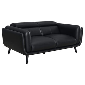 Conjunto de sofá tapizado Shania de 2 piezas con respaldo bajo, color negro