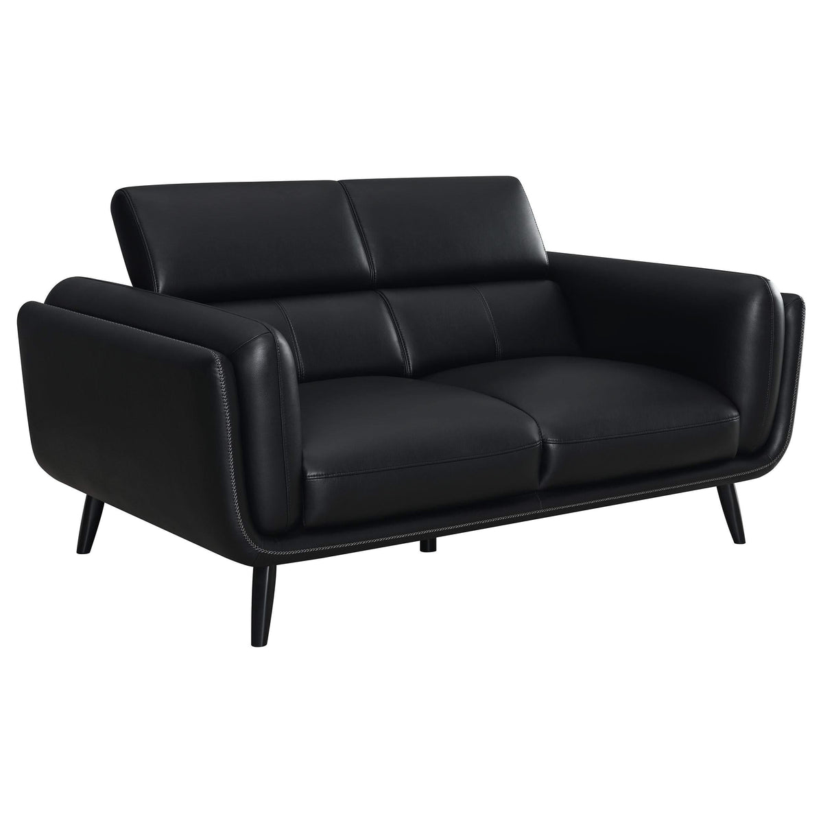 Conjunto de sofá tapizado Shania de 2 piezas con respaldo bajo, color negro