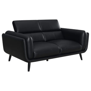 Conjunto de sofá tapizado Shania de 2 piezas con respaldo bajo, color negro