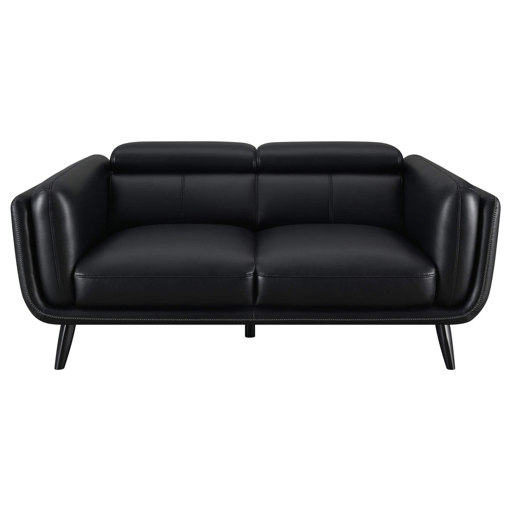 Conjunto de sofá tapizado Shania de 2 piezas con respaldo bajo, color negro