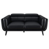 Conjunto de sofá tapizado Shania de 2 piezas con respaldo bajo, color negro