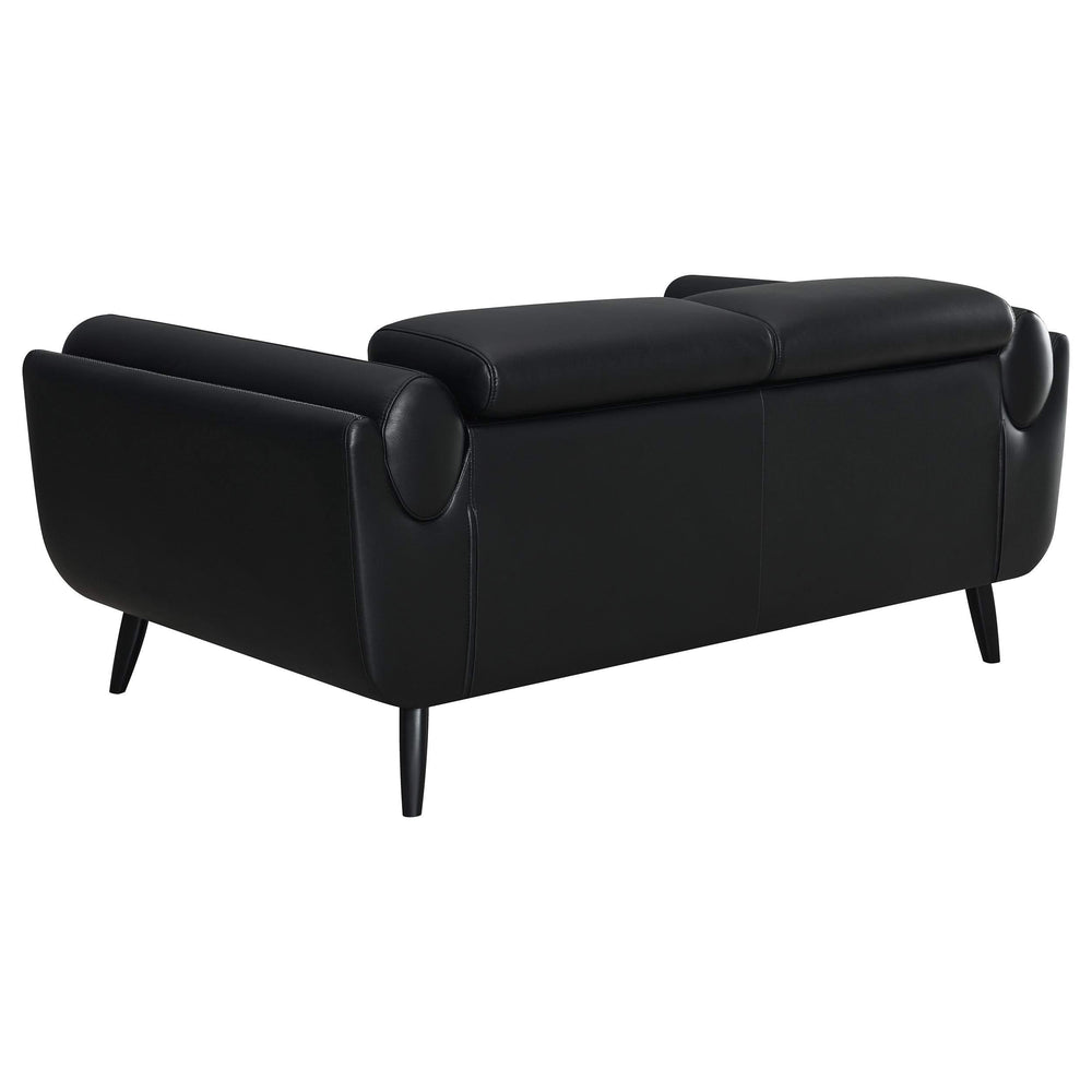 Conjunto de sofá tapizado Shania de 2 piezas con respaldo bajo, color negro