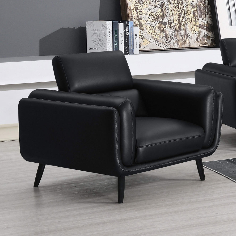 Silla decorativa Shania tapizada con respaldo bajo, color negro