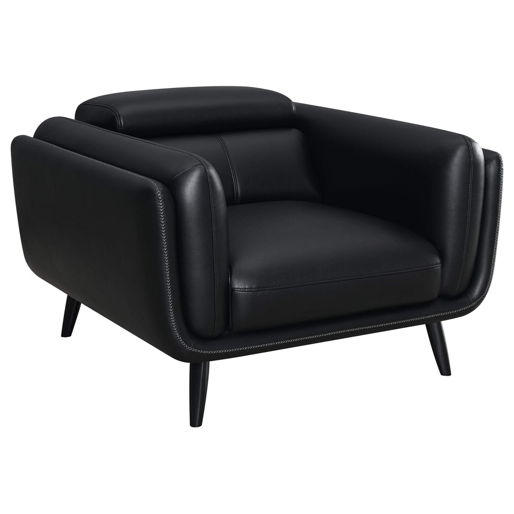 Silla decorativa Shania tapizada con respaldo bajo, color negro