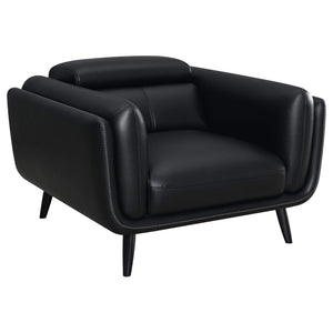 Silla decorativa Shania tapizada con respaldo bajo, color negro