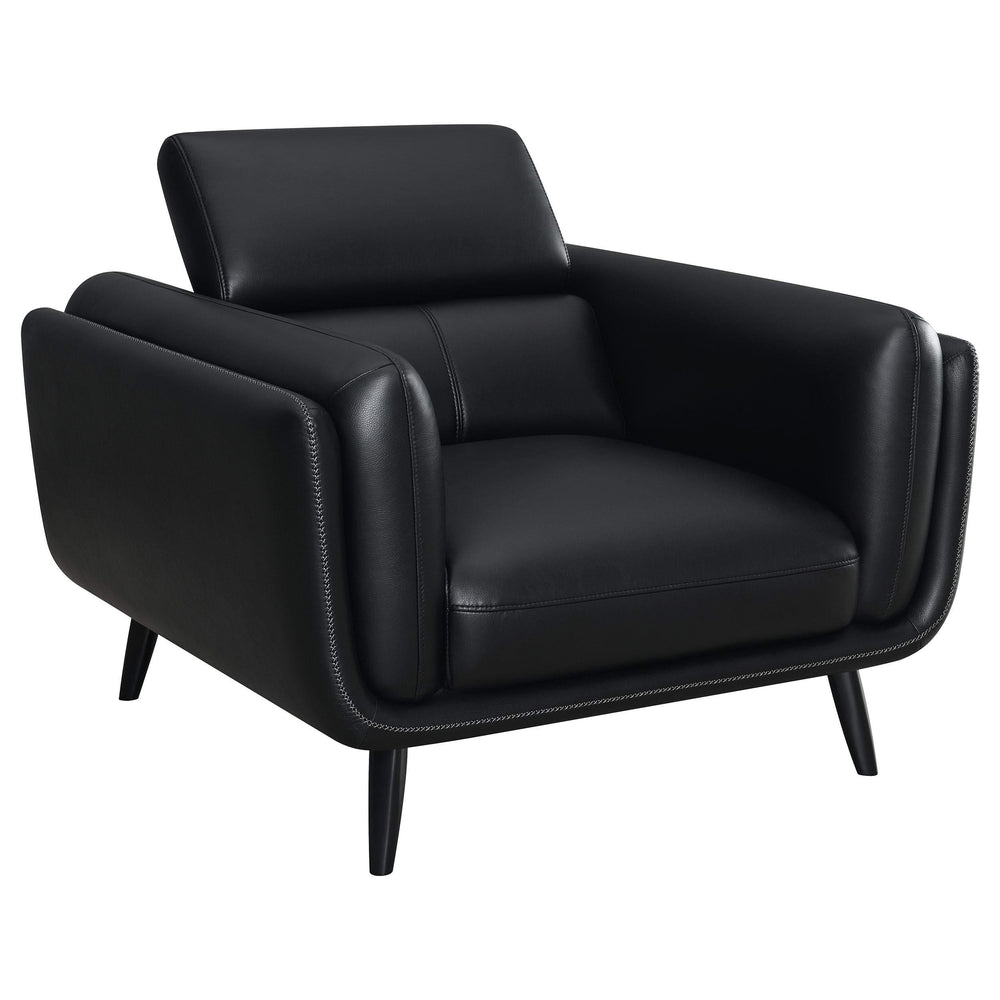 Silla decorativa Shania tapizada con respaldo bajo, color negro