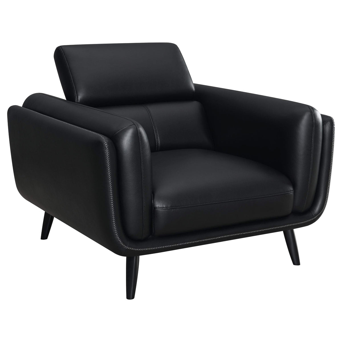 Silla decorativa Shania tapizada con respaldo bajo, color negro