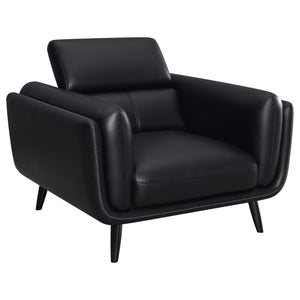 Silla decorativa Shania tapizada con respaldo bajo, color negro