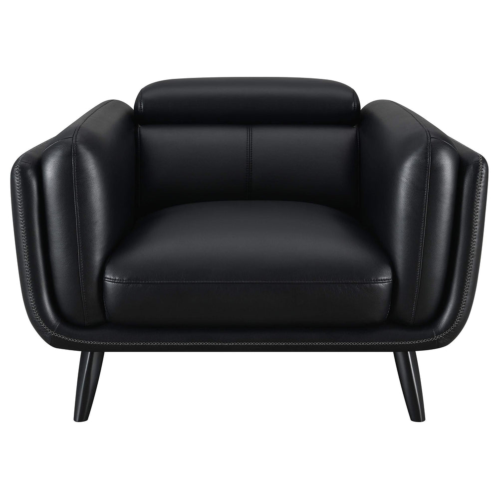Silla decorativa Shania tapizada con respaldo bajo, color negro