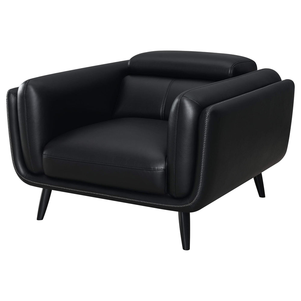 Silla decorativa Shania tapizada con respaldo bajo, color negro