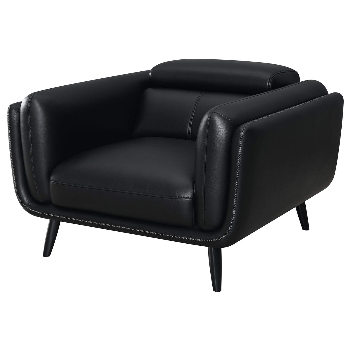 Silla decorativa Shania tapizada con respaldo bajo, color negro