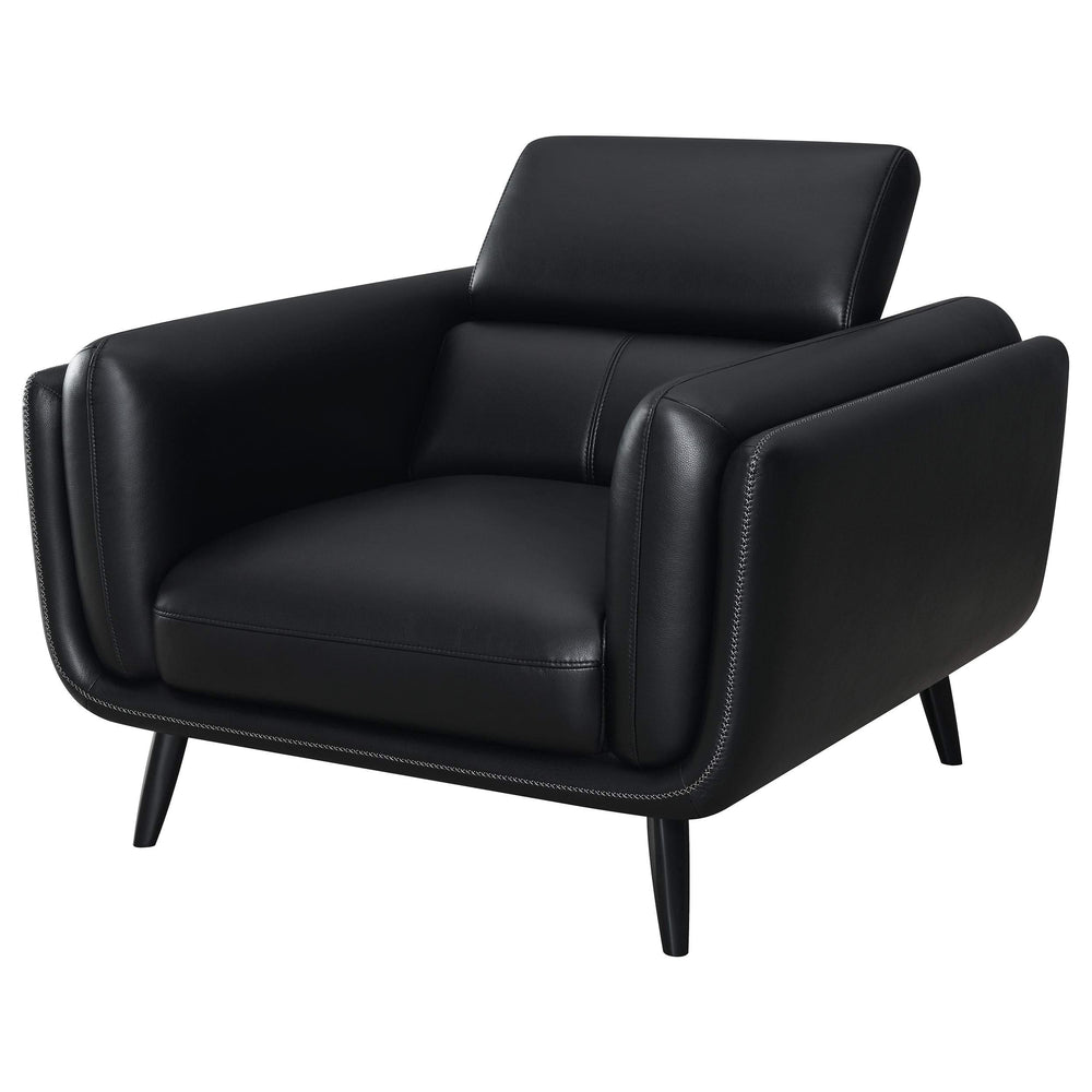 Silla decorativa Shania tapizada con respaldo bajo, color negro