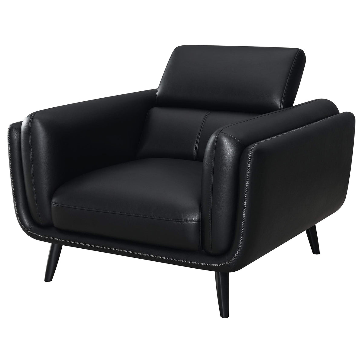 Silla decorativa Shania tapizada con respaldo bajo, color negro