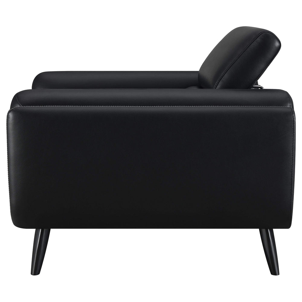 Silla decorativa Shania tapizada con respaldo bajo, color negro
