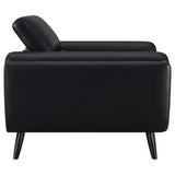 Silla decorativa Shania tapizada con respaldo bajo, color negro