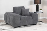 Sillón tapizado Octavia con brazos, color gris carbón