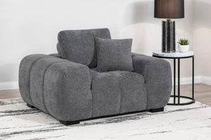 Sillón tapizado Octavia con brazos, color gris carbón