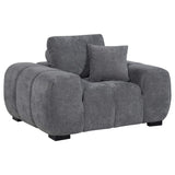 Sillón tapizado Octavia con brazos, color gris carbón