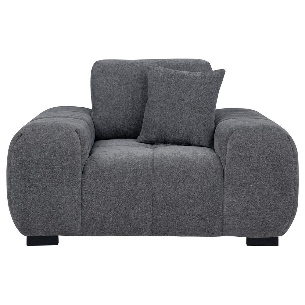 Sillón tapizado Octavia con brazos, color gris carbón