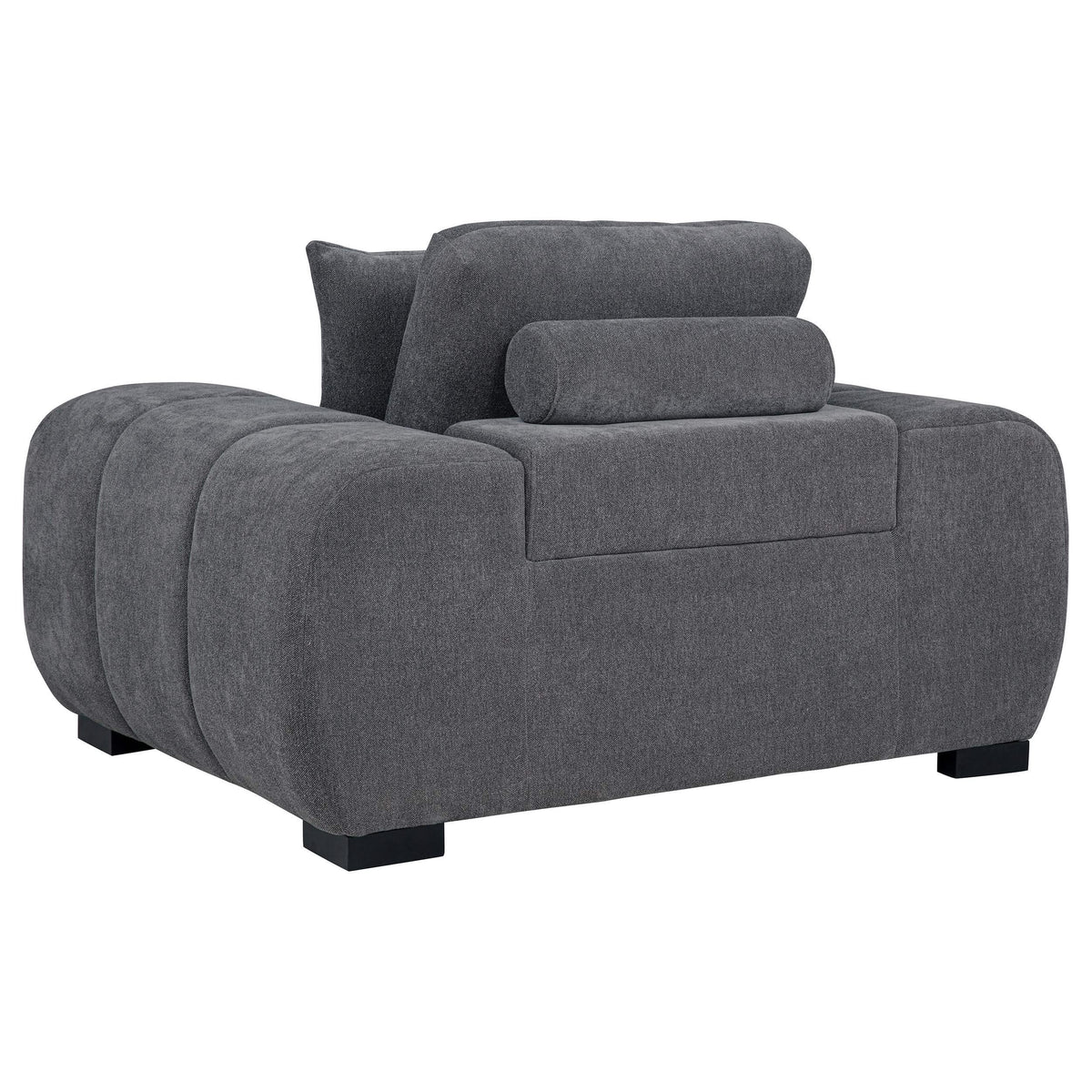 Sillón tapizado Octavia con brazos, color gris carbón