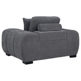 Sillón tapizado Octavia con brazos, color gris carbón