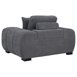 Sillón tapizado Octavia con brazos, color gris carbón