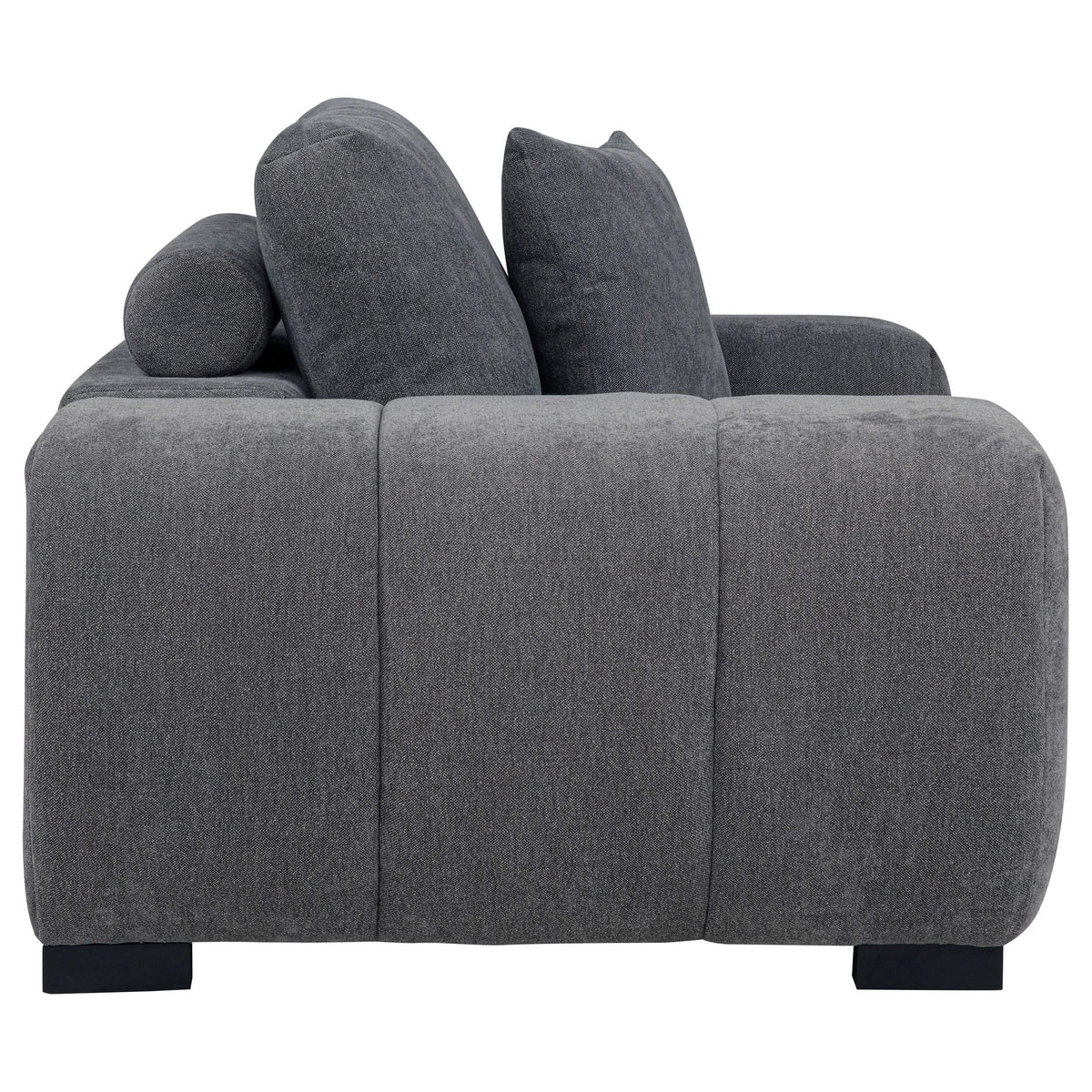 Sillón tapizado Octavia con brazos, color gris carbón