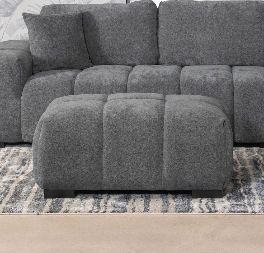 Otomana rectangular tapizada Octavia gris carbón