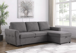 Sofá cama seccional tapizado con almacenaje Samantha, gris