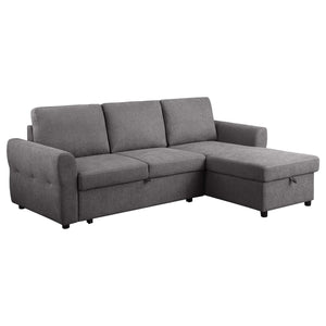 Sofá cama seccional tapizado con almacenaje Samantha, gris