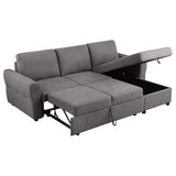 Sofá cama seccional tapizado con almacenaje Samantha, gris