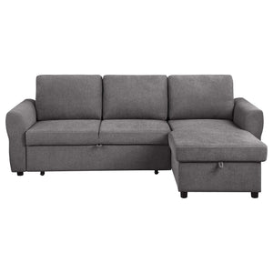 Sofá cama seccional tapizado con almacenaje Samantha, gris