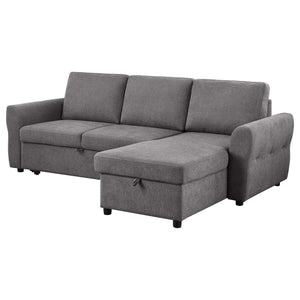 Sofá cama seccional tapizado con almacenaje Samantha, gris