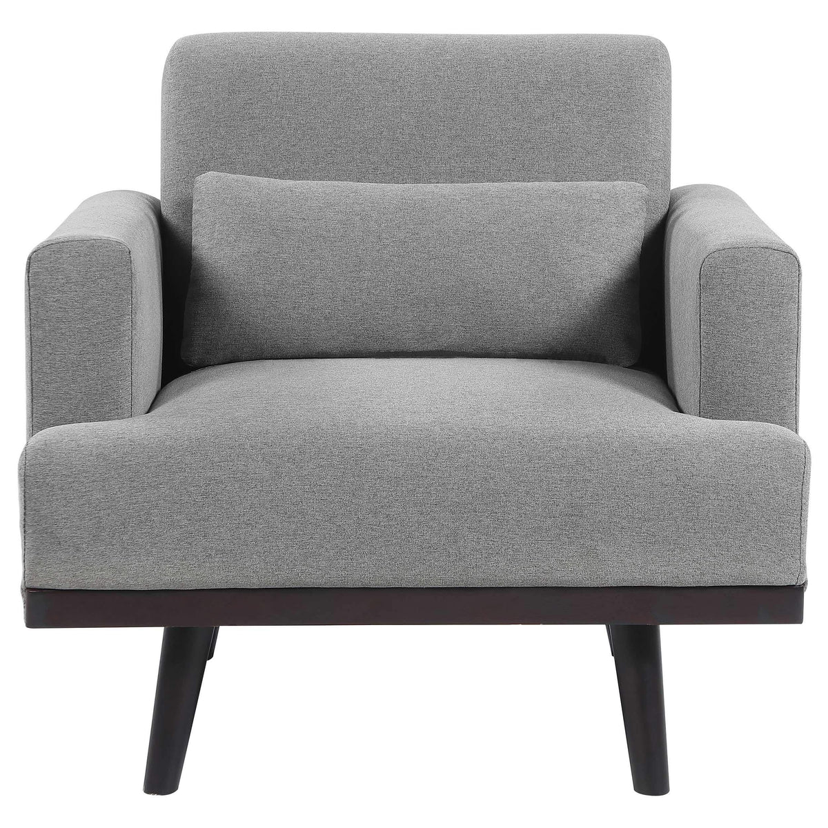 Sillón tapizado Blake con brazos articulados, color gris piel de tiburón