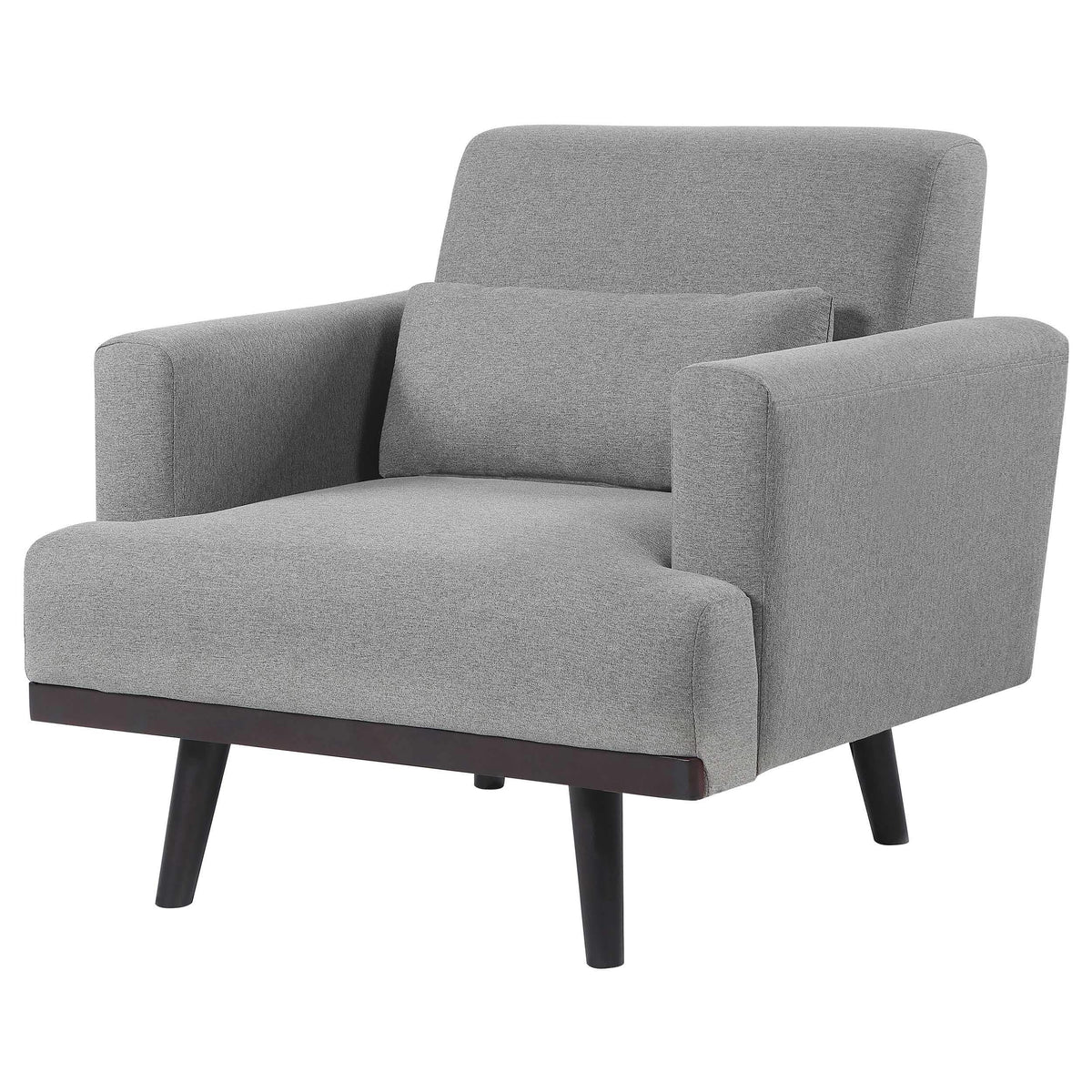 Sillón tapizado Blake con brazos articulados, color gris piel de tiburón