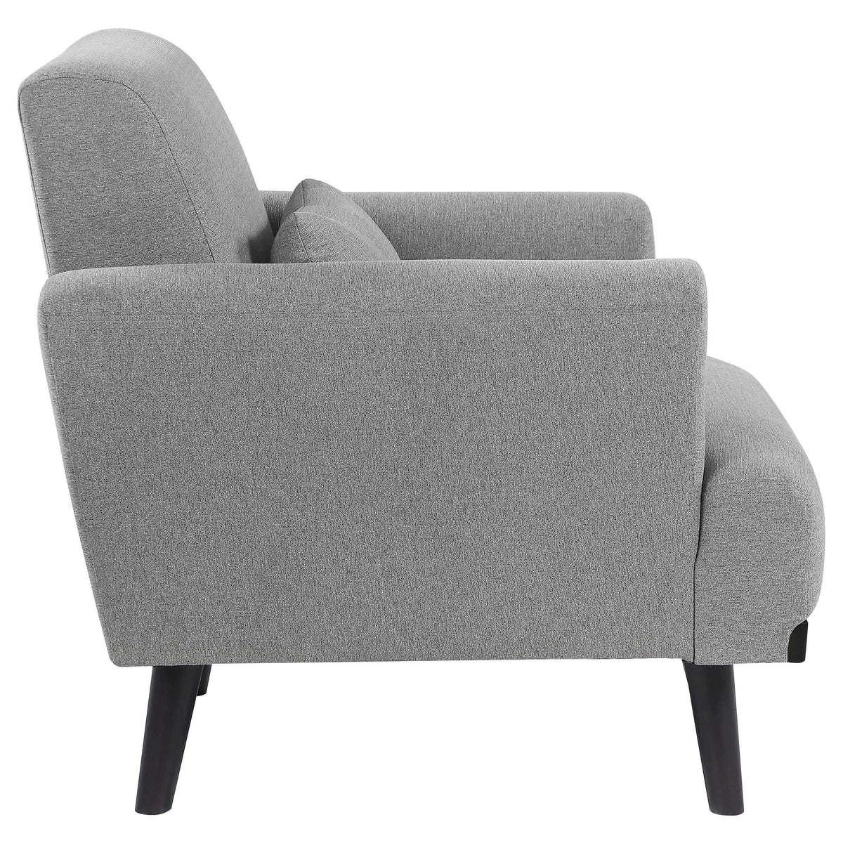 Sillón tapizado Blake con brazos articulados, color gris piel de tiburón