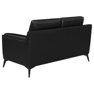 Conjunto de sofá capitoné Moira de 2 piezas con brazos en cuña tapizados en negro