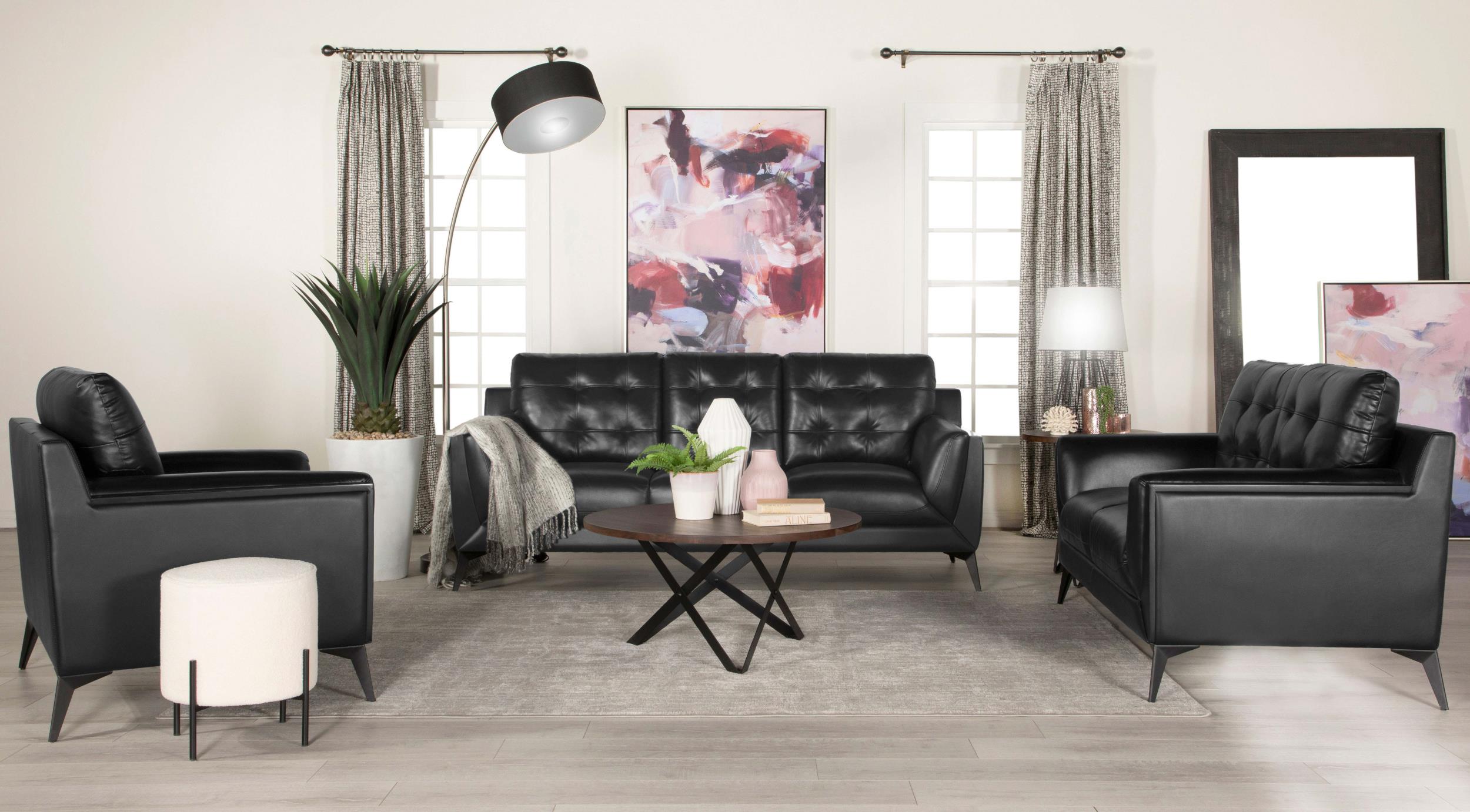 Moira Upholstered Wedge Arm Tufted Sofa Black