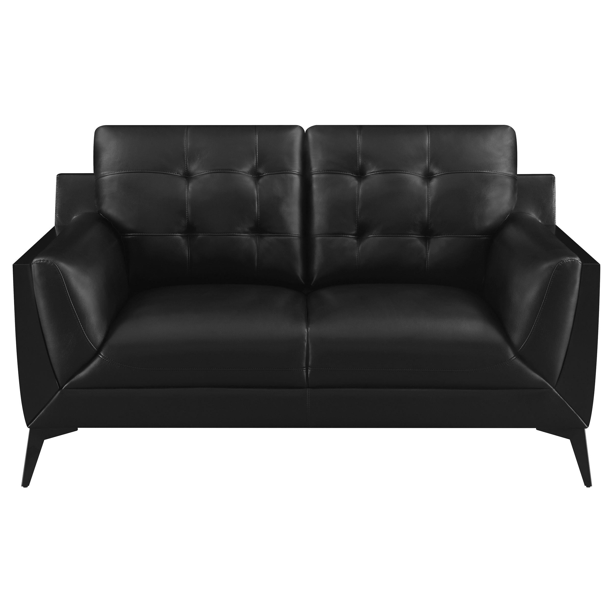 Moira Upholstered Wedge Arm Tufted Loveseat Black