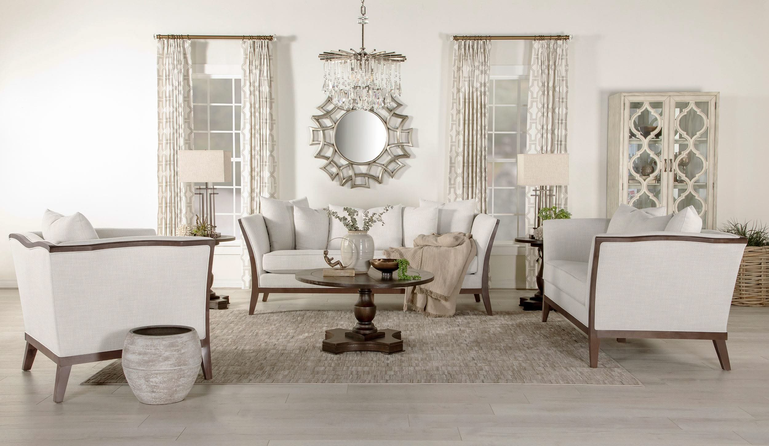 Lorraine Upholstered Flared Arm Accent Chair Beige