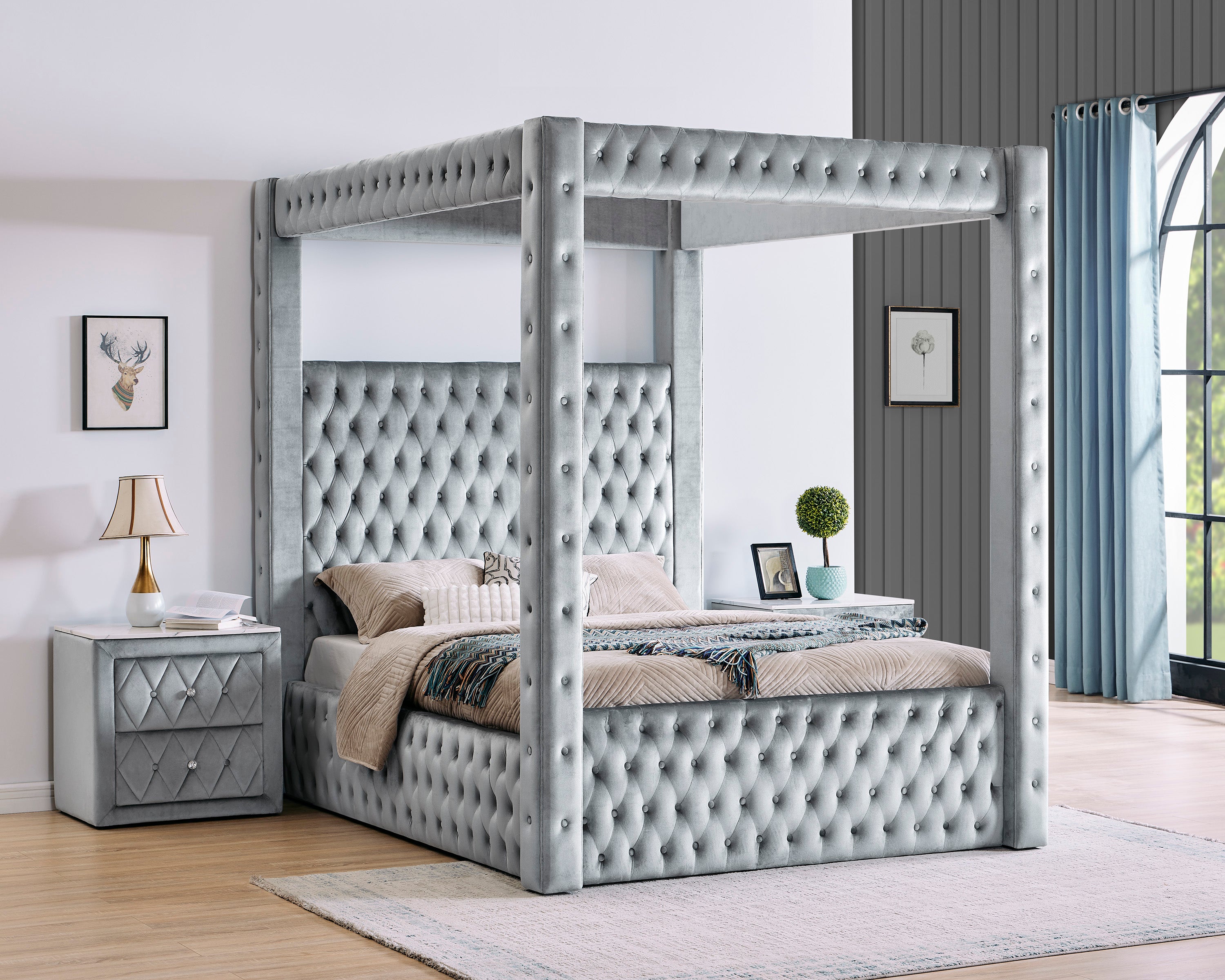5114GY ANNABELLE CANOPY BED GREY