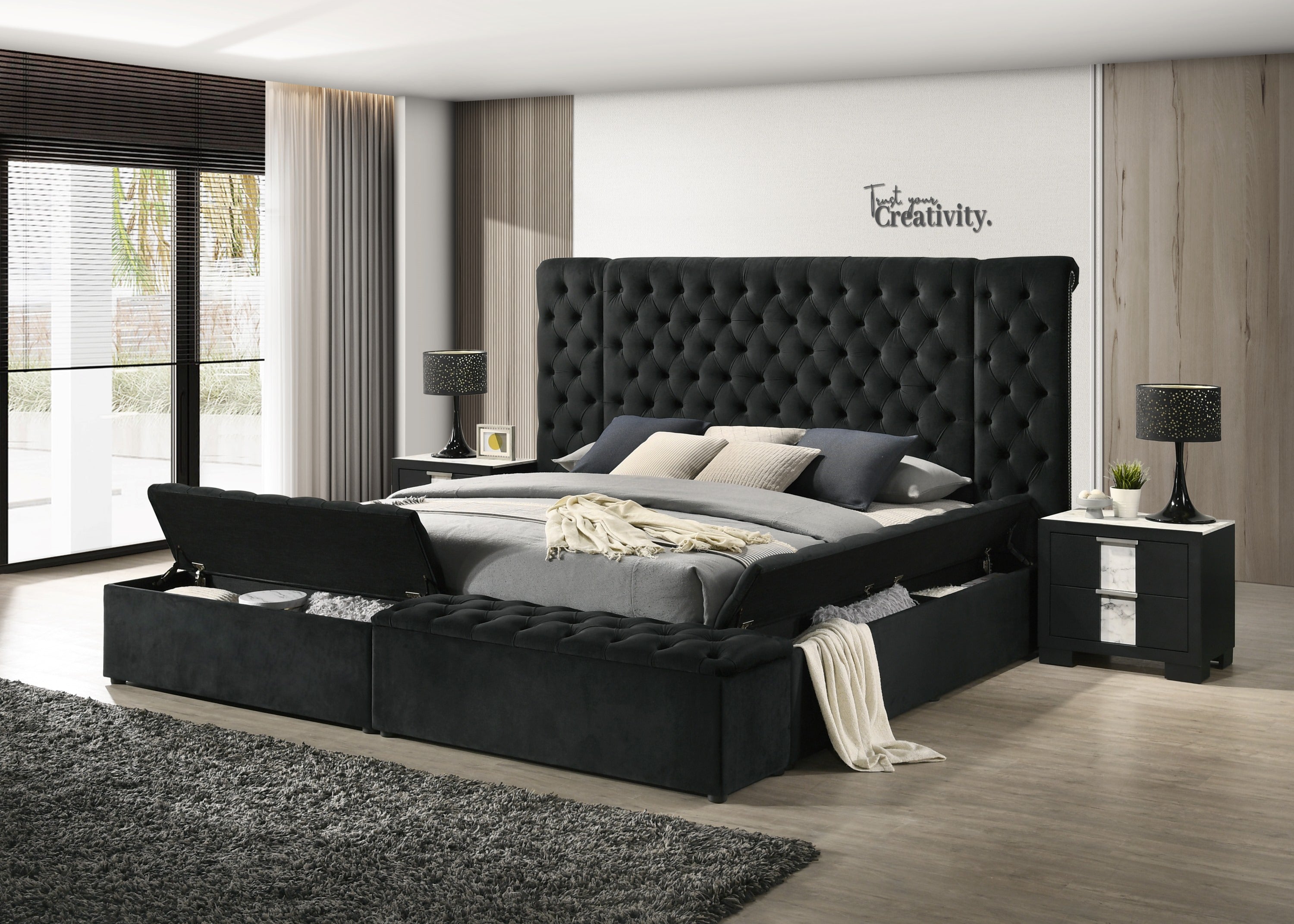 LILIANA QUEEN FB W/STORAGE BLACK