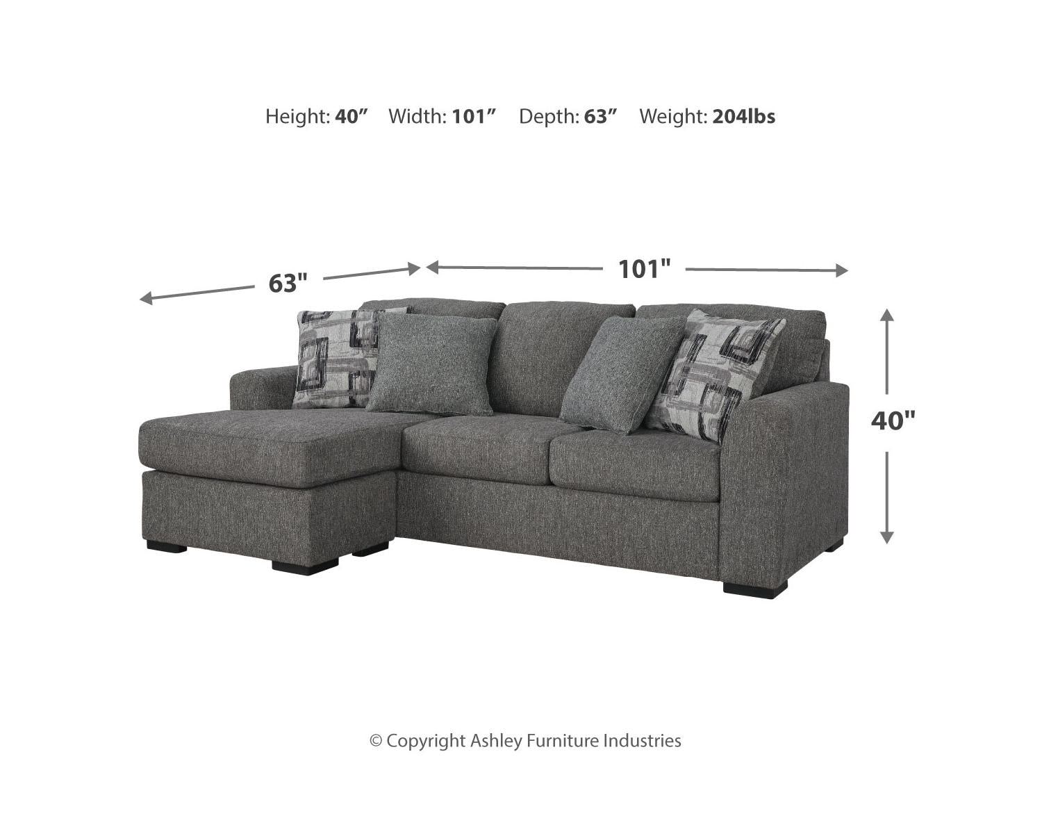 Gardiner Sofa Chaise and Ottoman