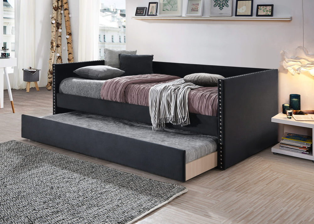 5321BK-SET SADIE BLACK VELVET DAYBED