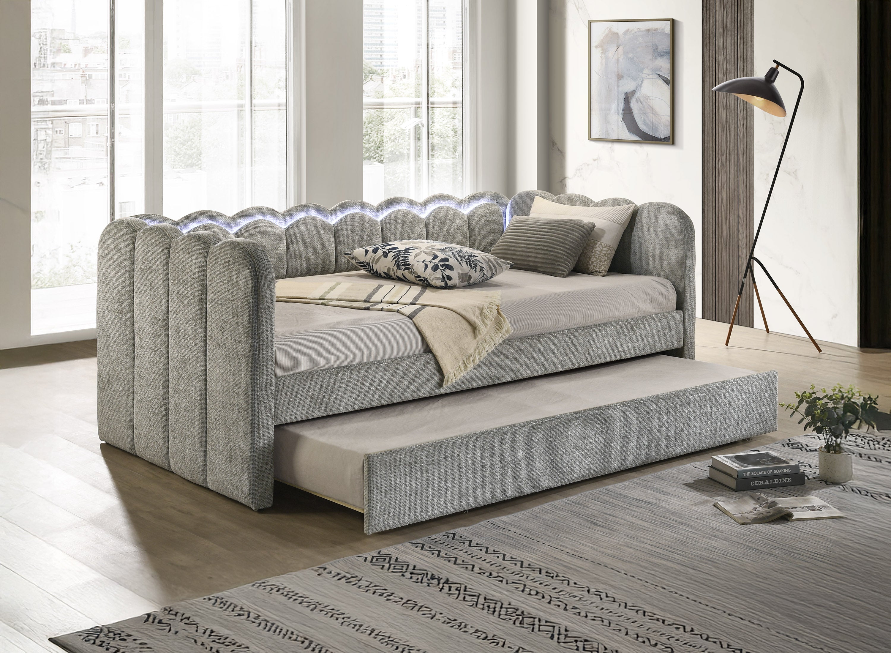5328LG-SET MELODY DAYBED - LIGHT GREY