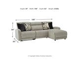 Colleyville - Seccional reclinable eléctrico de 3 piezas con chaise longue