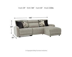 Colleyville - Seccional reclinable eléctrico de 3 piezas con chaise longue